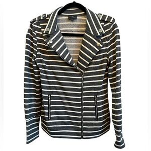 Market & Spruce Striped Knit Moto‎ Jacket Size S